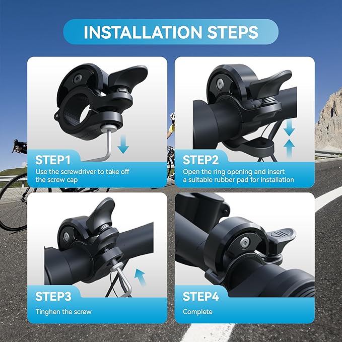 Greallthy Bike Bell, Aluminum Alloy Bicycle Bell with Clear Loud Sound, Bike Bells for Adults and Kids, Sturdy and Compact Bell Fits 0.75-1in(19-25.4mm) Handlebar for Mountain, Road Bikes.