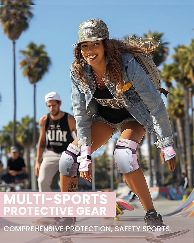 OutdoorMaster Knee Pads for Skating Knee and Elbow Pads for Adult &Youth - Skateboard Protective Gear with Wrist Guards 3 in 1 Saver Series for Skate