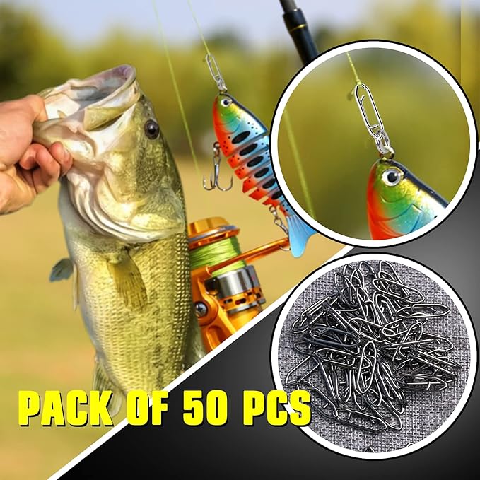 AMYSPORTS High Strength Fishing Snap Saltwater Stainless Connector Snaps Swivels Tackle Steel Power Fishing Clip Lure Quick Change Black Nickel