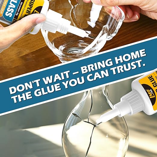 Glass Super Glue Liquid, Clear Instant Cyanoacrylate Adhesives for Glass Repair, All Purpose CA Glue for Shoe Ceramic Plastic Leather Model Metal Wood Pottery Aquarium Porcelain Stone, Thick