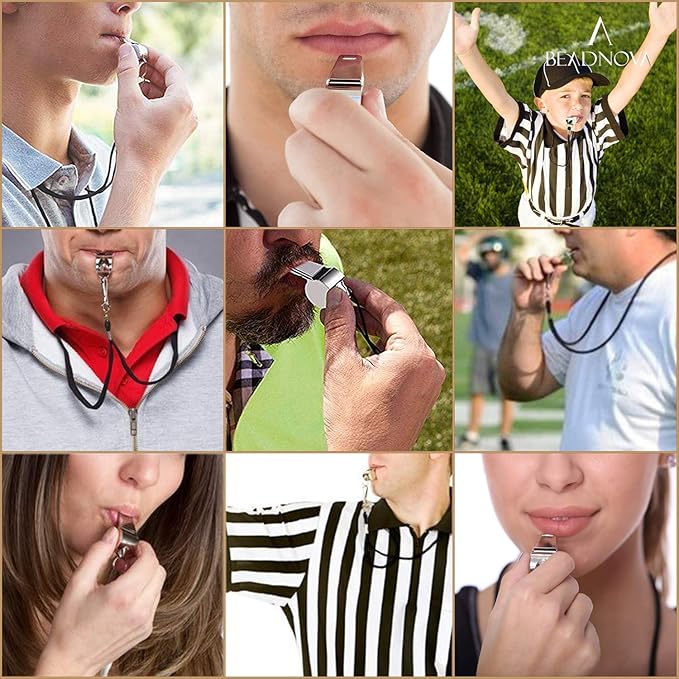 BEADNOVA Stainless Steel Whistles with Lanyard Lifeguard Whistle Referee Whistle Metal Whistle Sports Whistle Coaches Whistle