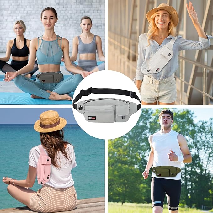 MAXTOP Fanny Packs for Women Men Water Resistant Waist Pack with Key Fob Hook Lightweight Belt Bag with Adjustable Strap Fitness Jogging Hiking Travel Sport