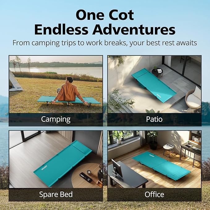 Ultralight Camping Cot for Adults, Portable Folding Camping Bed, Supports 350 lbs - Lightweight for Travel, Camping, Hiking, Backpacking, Mountaineering (Blue)