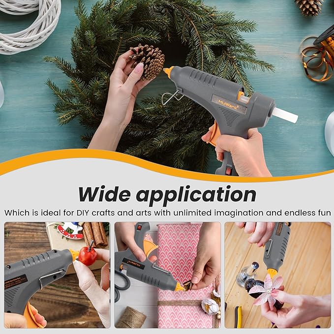 Mulwark Full-Size Hot Glue Gun Kit – High Performance Dual Power 60/100W Industrial Glue Gun Set with 30 Glue Sticks for Crafting, Repairs, and DIY Projects