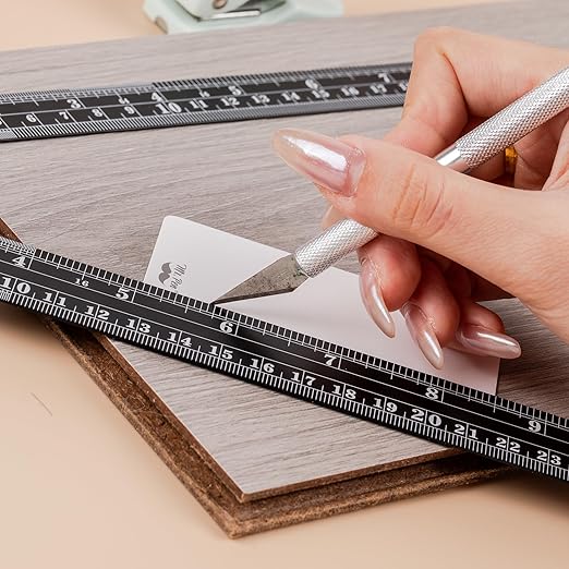 Mr. Pen- Stainless Steel Ruler, 4 pcs, 6", 8", 12", 14", Black, Imperial & Metric Measurements, Metric Metal Ruler Set, mm Ruler, Metal Rulers, Small Metal Ruler Metal Straight Edge, Centimeter Ruler