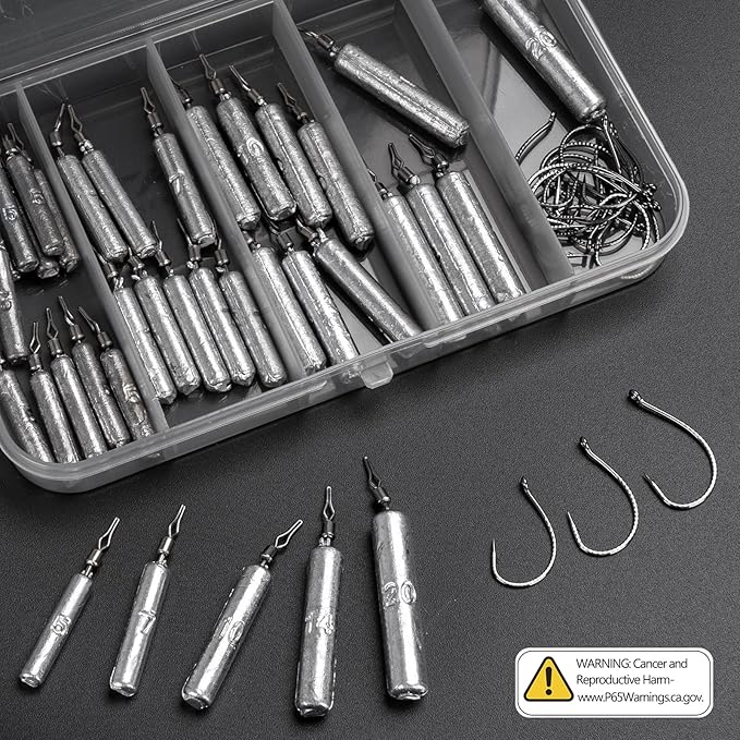 THKFISH Fishing Weights Sinkers Set, 60PCS Fishing Sinker Drop Shot Weights Kit,Drop Shot Rig Wacky Hooks for Saltwater Freshwater Bass Fishing
