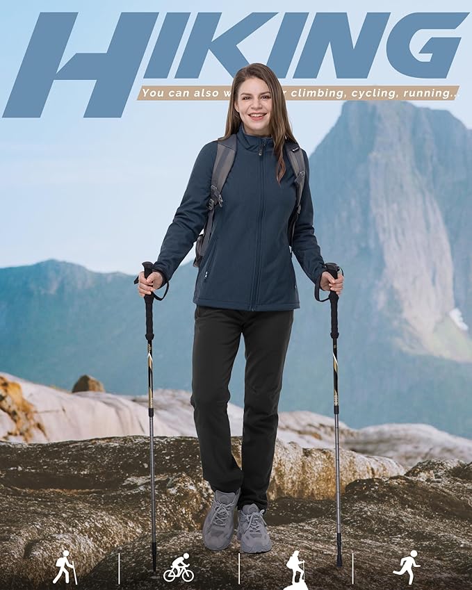 33,000ft Women's Lightweight Softshell Jacket Fleece Lined Windbreaker Waterproof Warm Jacket for Running Golf Hiking