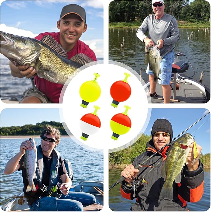 12 Pcs Fishing Bobbers, Weighted Fishing Bobbers for Fishing, Foam snap-on Fishing Bobbers Floats for Fishing Panfish Bass Bluegill