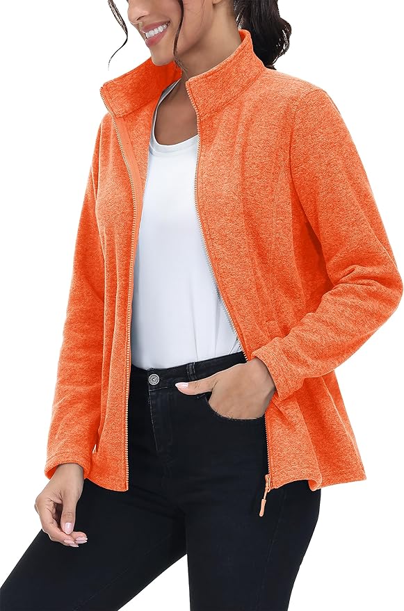 MAGCOMSEN Fleece Jacket Women Zip UP Lightweight Soft Polar Warm Winter Jackets for Women with Pockets Outdoor Hiking