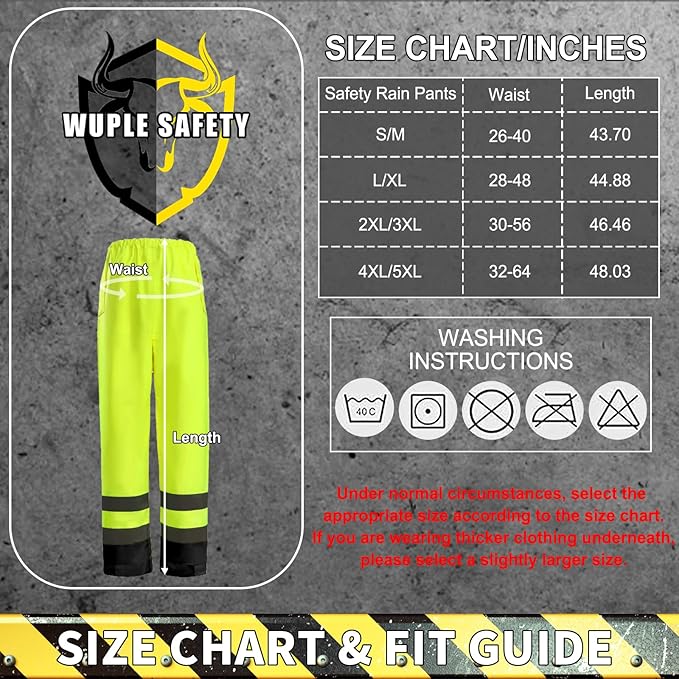 Safety Rain Jacket for Men Waterproof,Class 3 Hi Vis Rain Gear with Collapsible Hood, Breathable Rain Suits with Inner Mesh Lining and pocket,Reflective Waterproof Pants 4XL/5XL