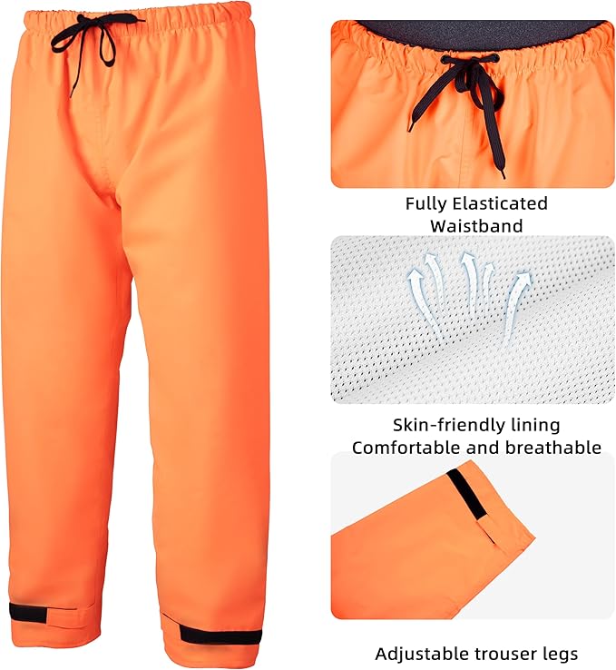 Coralrain Rain Suit Safety Waterproof Rain Jacket and Trouser Suit Raincoat With Hood lining For Men Women Adults Breathable