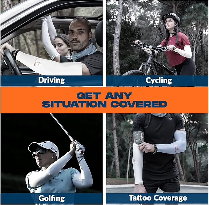 ARMORAY Arm Sleeves for Men or Women - Tattoo Cover Up - Cooling Sports Sleeve for Basketball Golf Football