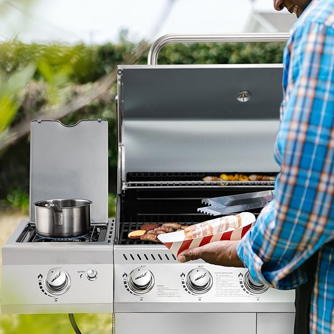Royal Gourmet 5-Burner Propane Gas Grill with Side Burner, Stainless Steel Barbeque Grills, Silver, GA5404S