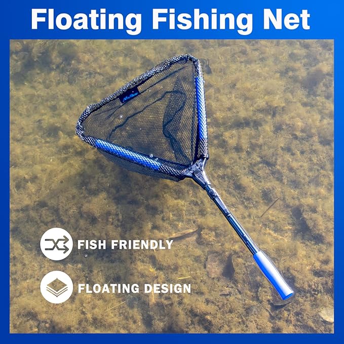 Floating Fishing Landing Net - Foldable for Freshwater or Saltwater - Folding and Fly Fishing