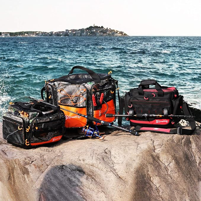 Sougayilang Fishing Tackle Bags Water-Resistant Fishing Tray Bags - Portable Fishing Organizer Shoulder Satchel - Suitable for 3600 3700 Tackle Box- Camouflage -Large Bag