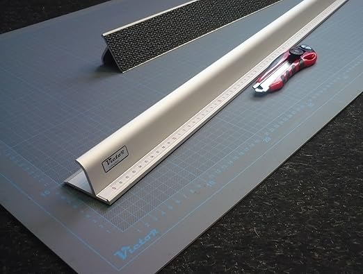 Victor 12-Inch Professional Aluminum Safety Ruler with Finger Guard Edge and Non-Slip Base - Ideal for Precision Cutting and Craft Projects - Durable Cutting Ruler for Safe Use