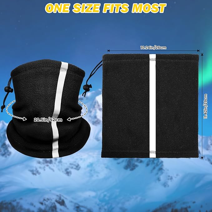 Winter Neck Warmer Gaiter for Men: 4 Pack Reflective Face Mask Cover Hi Vis Balaclava for Outdoor Work Sports Safety