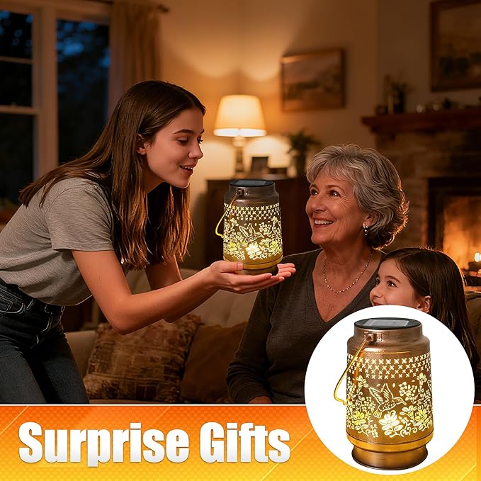 Hummingbird Solar Lantern - Outdoor Decorative Solar Lanterns for Garden, Patio, Backyard, and Porch - Waterproof Hanging Lantern for Outside - Perfect Gifts for Women
