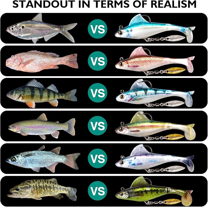 2.5/3.5In Swim Baits for Bass Fishing, Pre-Rigged Jig Heads Soft Plastic Walleye Fishing Lures, Paddle Tail Swimbaits for Bass Fishing, Fishing Bait for Freshwater Saltwater Gifts