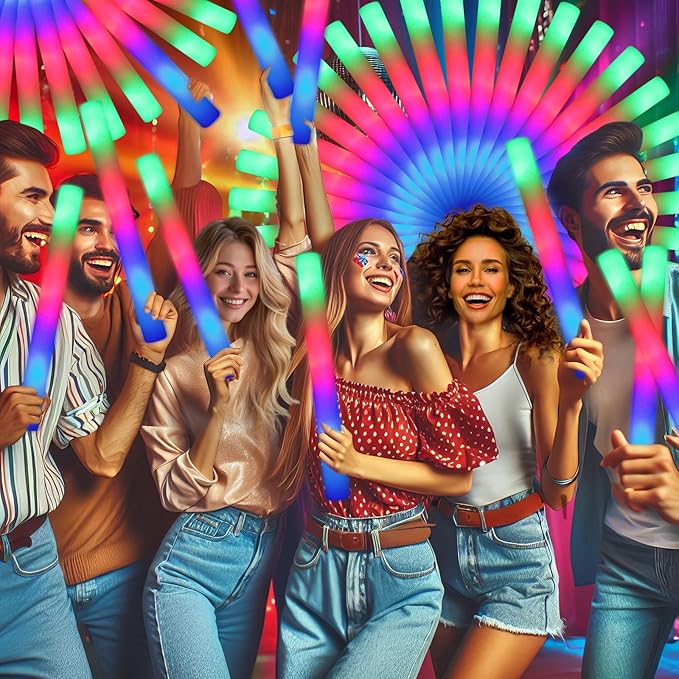 230 LED Foam Glow Sticks, Bulk Glow Sticks, Foam Light Up Sticks Bulk, LED Foam Sticks with 3 Colorful Flash Mode,Glow Party Supply for Wedding, Birthday, Concert, Carnival, Sporting Events