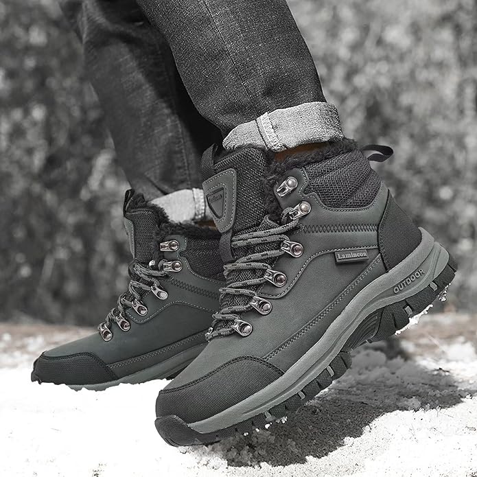 Lamincoa Mens Snow Boots Water Resistant Hiking Boots for Men Non-slip Winter Outdoor Warm Comfort Camping Backpacking Shoe