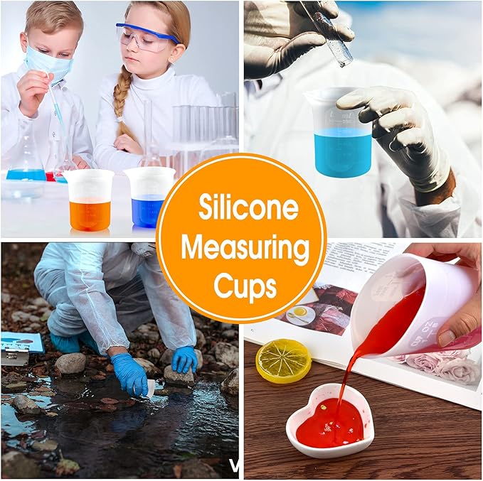 Coopay 250 ml Silicone Measuring Cups for Resin Non-Stick Mixing Cups Glue Tools, Precise Scale for for Resin DIY Craft Jewelry Making, 3 PCS
