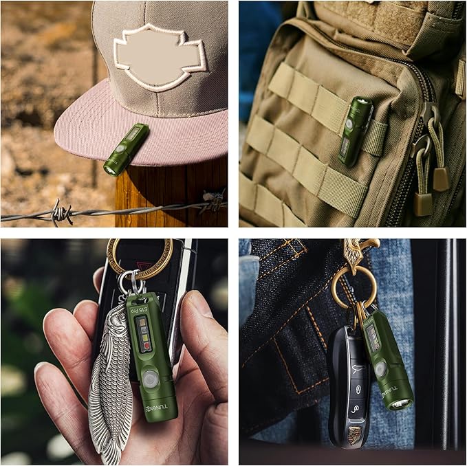 S15Pro Rechargeable Keychain Flashlight,750 High Lumen EDC Pocket Flashlight with Clip,Multifunction Mini COB Light and 365nmUV- 11 Lighting Modes, Tail Magnet, Flash Light(Army Green)