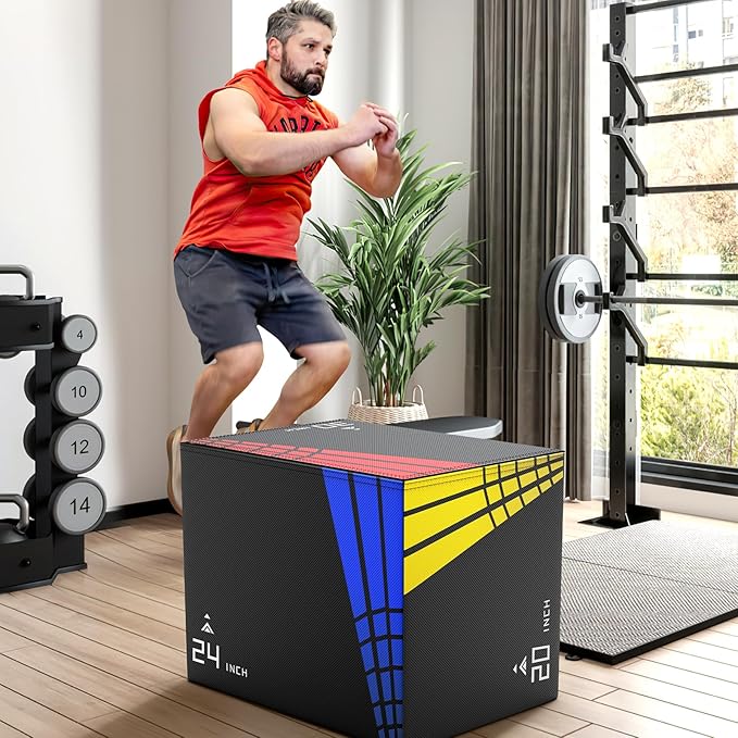XDDIAS 65/35/22LB Heavier Foam Plyometric Box Jumps for Home Gym,Firm Soft Plyo Box,30βx24βx20β-24βx20βx16β-20"x16"x14" Foam Plyometric Box,440lb Weight Capacity Jump Box Gym for Workout Training