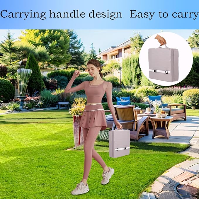 Porch Swing Folding Chair Cushion,Cushion for Outdoor Furniture with Carrying Handle and Adjustable Straps,for Patio,Outdoor,Backyard and Garden(Light Grey)