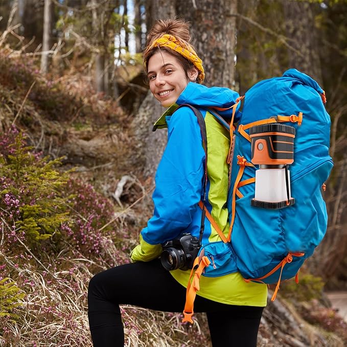 LED Camping lamp Super Bright 1500 lumens 4 Light Modes Dimmable searchlight Battery-Powered Emergency lamp Suitable for Night Hiking Tent Lighting Emergencies Power outages (Orange X2)