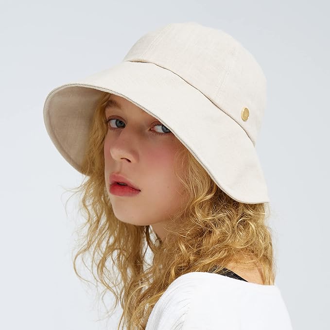 WHITE SANDS MOJA Linen Victorian Bonnet Hat Sun Cap, Foldable Summer Visor | New Katy