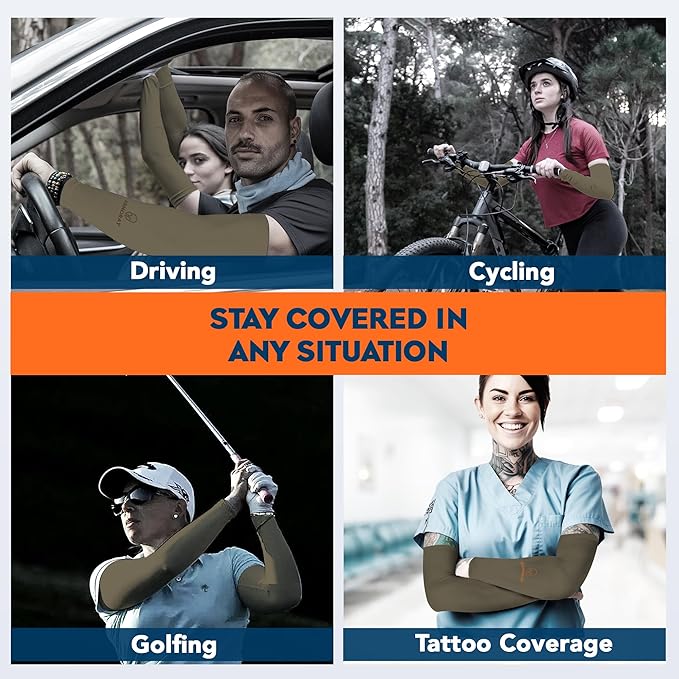 ARMORAY Arm Sleeves for Men or Women - Tattoo Cover Up - Cooling Sports Sleeve for Basketball Golf Football