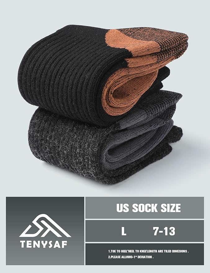 Wool Hiking Socks for Men - Women Lightweight Crew Merino Wool Socks with Cushion for Camping Hunting Work,4 pack