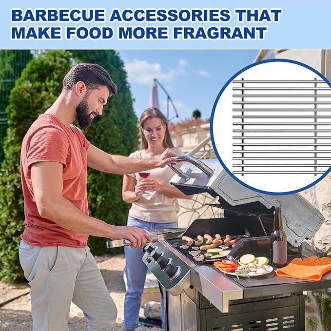 18.7" SUS304 9MM Cooking Grates for Weber Genesis II 400 and Genesis II LX 400, Genesis II/LX E410 E415 E435 E440 S410 S415 S435 S440 Series Grills, 3 Packs Grill Grate Parts for Weber 66089