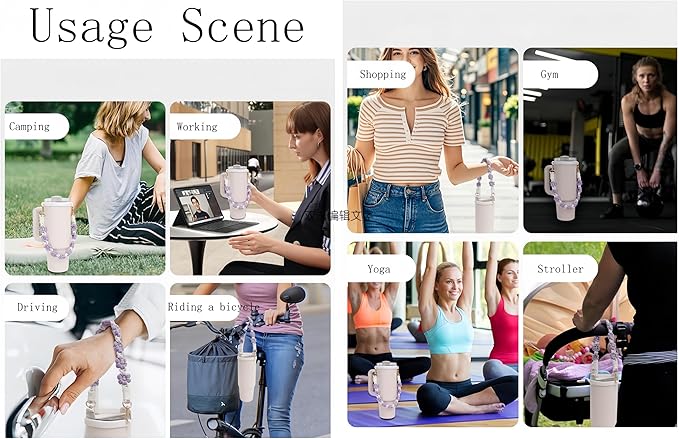 Outman Cup Accessories Set Water Bottle Holder Sling,Siliocne Straw Cover,Lipstick Holder Fits Most 16-40oz Water Bottles Compatible with Stanley Cup