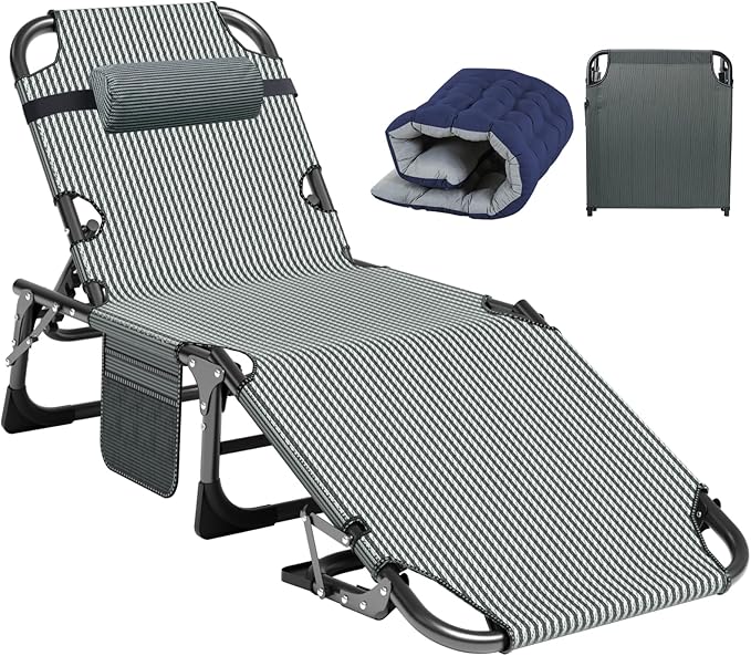 Slsy Folding Camping Cot for Adults with Pad, Padded Portable Sleeping Cots, Camp Bed with Carry Bag for Outdoor Travel, Beach, Hiking