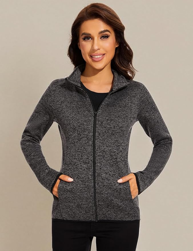COZZYON Women Fleece Zip Up Jacket Light Sweater Jacket