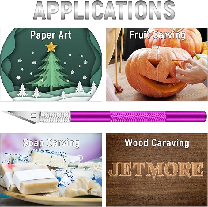 10 Pack Exacto Knife Set – Precision Craft Knife, Hobby Knife, Art Knife with Sharp Blades for Paper Cutting, Carving, Scrapbooking, and DIY (Purple)