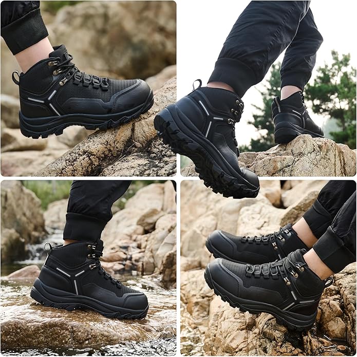 Waterproof Women's Hiking Boots with Wide Toe Box Lightweight Non-Slip Grip Ankle Support, Durable Comfort for Trekking, Trail Running, and Outdoor Adventures