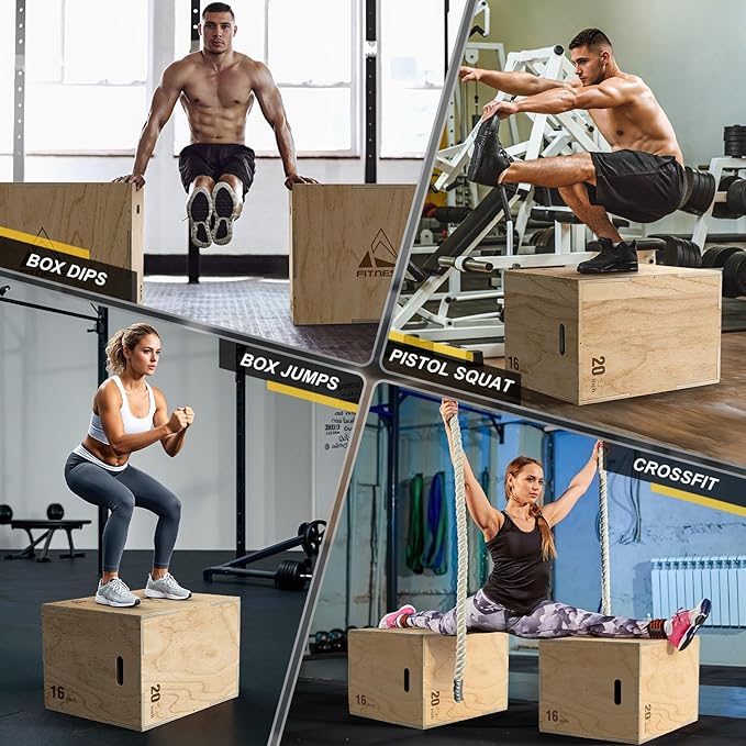 GIKPAL Plyo Jumping Exercise Box, High-Density Foam Plyometric Jump Box for Home Gym Workout, Multiple Size Box Jumps for Step-Up, Box Squat, Explosive Training
