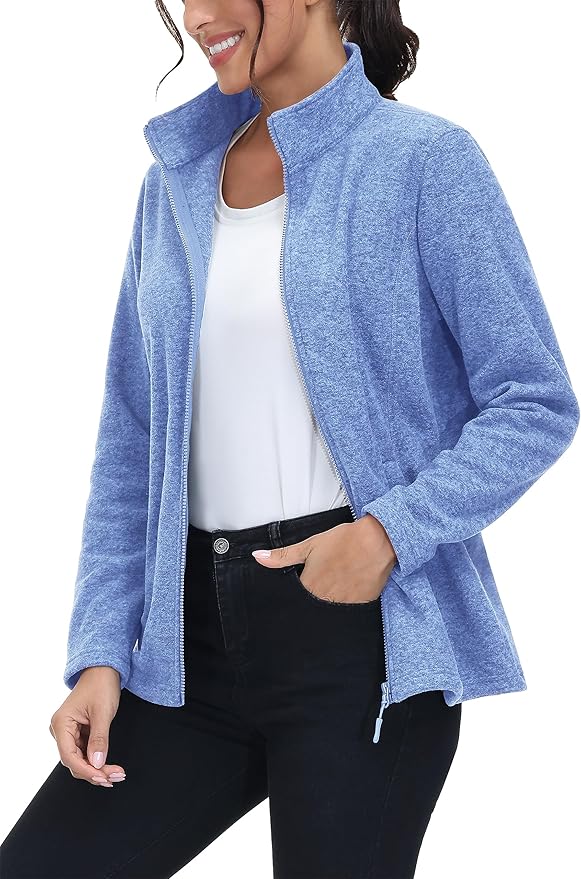 MAGCOMSEN Fleece Jacket Women Zip UP Lightweight Soft Polar Warm Winter Jackets for Women with Pockets Outdoor Hiking