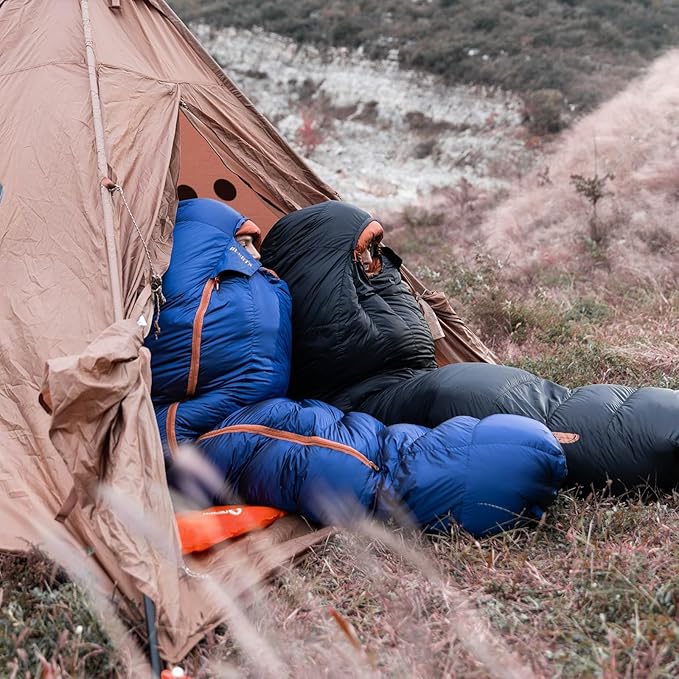 Down Backpacking Sleeping Bag for Cold Weather 45°F to -11°F, XXL Large Ultralight Sleeping Bag Ideal for Adults Camping, Hiking and Backpacking.