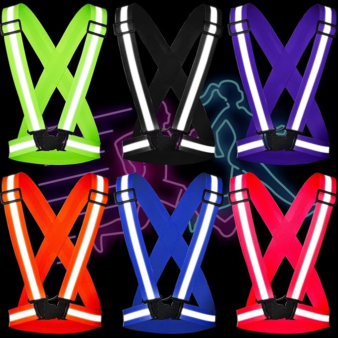 Macarrie 15 Pcs High Visible Reflective Running Vest Adjustable Reflective Safety Vest Elastic Safety Straps Gear for Walking at Night for Night Running Outdoor Dog Adults