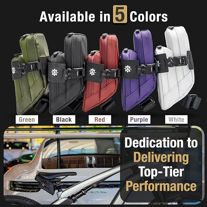 Lumiere & Co. Magnetic Quick-Release Bike Saddle Bag – Double Compartment, Low-Profile Brick Design, Designed with Fidlock's Magnetic Black V Buckle Attachment System, Mach X (Purple)