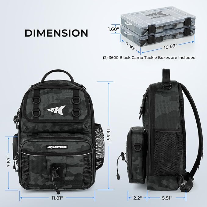 KastKing BaitSpace Fishing Sling Bag, Fishing Backpack with Rod & Beverage Holder, Tackle Bag for Fishing Gear