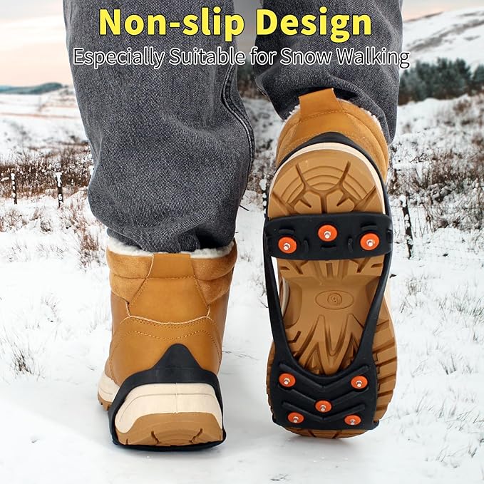 Crampons Ice Cleats Snow Grips, Anti-Slip Traction Lightweight Portable for Walking on Snow & Ice, for Shoes/Boots