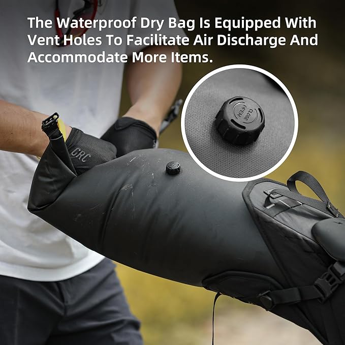 Rhinowalk 14L Bicycle Seat Bag, Waterproof Bike Bag, Mountain Road Bikes, Black, Adjustable Strap, Seat Mount