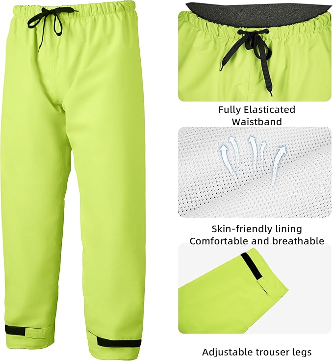 Coralrain Rain Suit Safety Waterproof Rain Jacket and Trouser Suit Raincoat With Hood lining For Men Women Adults Breathable