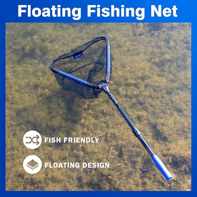Floating Fishing Landing Net - Foldable for Freshwater or Saltwater - Folding and Fly Fishing