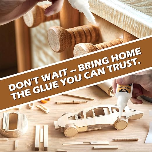 Wood Super Glue Liquid, Clear Instant Cyanoacrylate Adhesive for Wood Crafts Repair Woodworking, All Purpose CA Glue for Shoe Ceramic Plastic Leather Glass Model Metal Pottery Aquarium Porcelain Stone